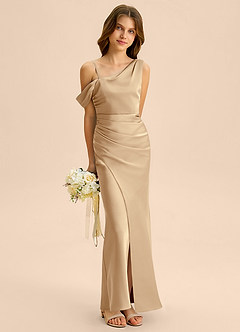 Azazie Madelyn Junior Klä av Tubklänning i Stretch Satin Av axeln image4