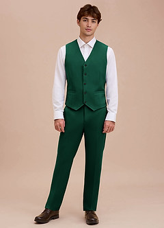 front Ethan Emerald Refined Weave Suit Vest