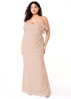 Azazie Emeralda Jurken voor bruidsmeisjes Jurk van Chiffon met Kolom Off the Shoulder Engelse Roos image7