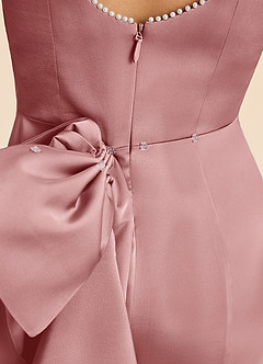 Azazie Emi Junior Dusty Rose Sheath Bow Stretch Satin Dress image7