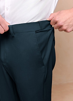 front Savile Teal Wool Blend Dress Pants