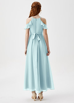 Azazie Chaya Junior Sea Glass A-Line Off the Shoulder Chiffon Dress image2