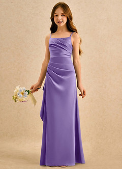 Azazie Cannoli Girls Formal Blumenmädchenkleider A-Linie Plissee Matte Satin Kleid Tahiti image5