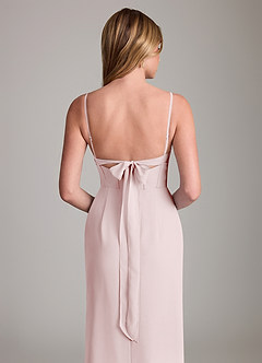 Azazie Mai Vestidos de damas de honor Vestido de Rosa Rubor de Gasa de Corte Recto con Plisado image6