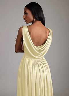 Azazie Novi Probar vestidos en casa Vestido de Azul Cielo de Satén Elástico de Corte en A con Con bolsillos image4