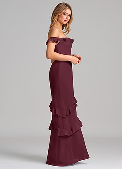 Azazie Marilynn Final Sale Cabernet Mermaid Off the Shoulder Chiffon Dress image5