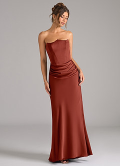 Azazie Debby Bridesmaid Dresses Terracotta Mermaid Strapless Stretch Satin Convertible Dress image3