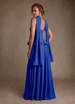 Azazie Josabeth Abiti per la Madre della Sposa Abito A-Line in Chiffon Plissettato Blu Reale image6