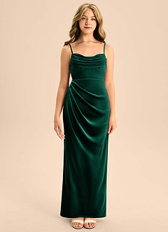 Azazie Mai Junior Vestido de Esmeralda de terciopelo de Corte en A con Escote de Corazón image5