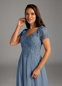Azazie Dunja Mother of the Bride Dresses Twilight A-Line V-Neck Lace Chiffon Dress image6
