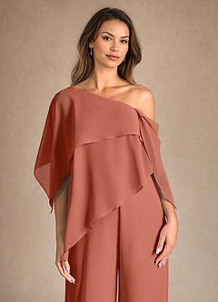 Azazie Halima Mother of the Bride Dresses Clay Jumpsuit/Pantsuit Side Slit Chiffon Dress image8