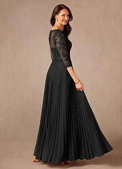 Azazie Corinne Kleider für die Brautmutter A-Linie Pailletten Chiffon Kleid Schwarz image2