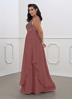 Azazie Xella Mother of the Bride Dresses Desert Rose A-Line Lace Chiffon Dress image5