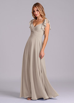 Azazie Leilani Bridesmaid Dresses Frost A-Line Pleated Chiffon Dress image4