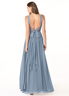 Azazie Dionne Bridesmaid Dresses Dusty Blue A-Line Corset Chiffon Dress image2