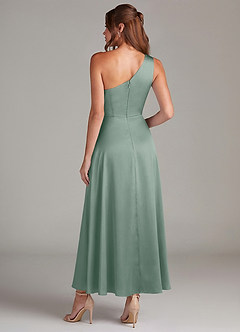 Azazie Brooke Suknie dla druhen Linia A Jedno ramię Satyna elastyczna Długość kostki Sukienka image7