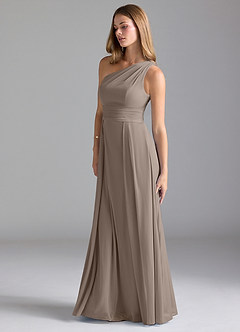 Azazie Dallas Final Sale Amethyst A-Line One Shoulder Mesh Dress image5