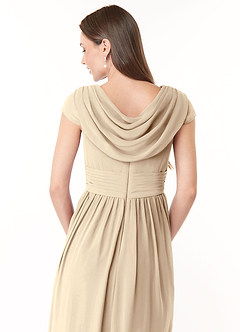 Azazie Organa Bridesmaid Dresses Champagne A-Line Pleated Chiffon Dress image6