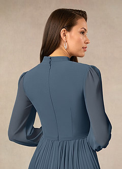 Azazie Adellah Abiti per la Madre della Sposa Abito A-Line in Chiffon Plissettato Blu Nettuno image4