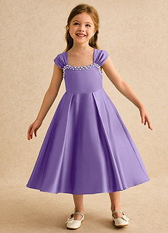 Azazie Yosemite Flower Girl Dresses Tahiti Ball-Gown Sweetheart Neckline Matte Satin Dress image3