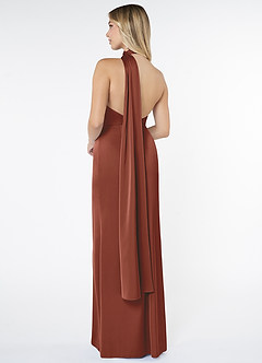 Azazie Kaylani Bridesmaid Dresses Auburn Mermaid High Neck Stretch Satin Dress image2