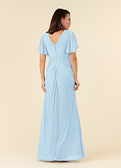 Azazie Emmeline Mère de la mariée Robes Robe Trapèze en Maille Col V plissé Bleu Ciel image2