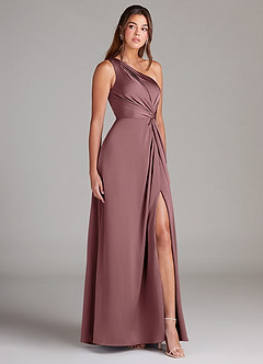 Azazie Brooke Bridesmaid Dresses Vintage Mauve A-Line One Shoulder Stretch Satin Dress image4
