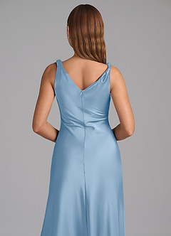 Azazie Nerine Bridesmaid Dresses Powder Blue A-Line Pleated Stretch Satin Dress image2