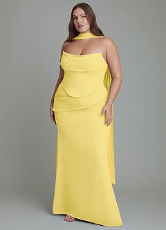 Azazie Sorrel Bridesmaid Dresses Canary Mermaid Corset Chiffon Dress image9
