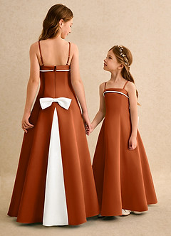 Azazie Izel Girls Formal Flower Girl Klänningar Klä A-Line i Matt satäng Plisserad image1