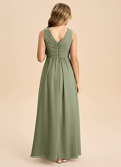 Azazie Skyla Junior Pistachio A-Line Pleated Chiffon Dress image3