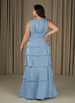Azazie Viola Mother of the Bride Dresses Powder Blue A-Line Pleated Stretch Satin Dress image7