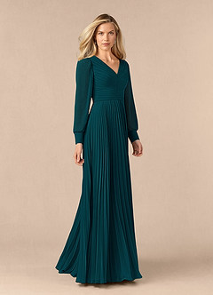 Azazie Zina Abiti per la Madre della Sposa Abito A-Line in Chiffon Plissettato Pino image2