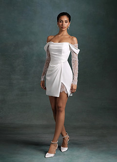 Azazie Alesya Wedding Dresses Diamond White A-Line Sweetheart Neckline Lace Dress image5