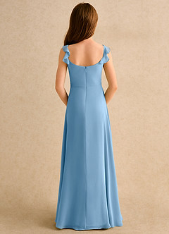 Azazie Puppy Girls Formal Flower Girl Dresses Steel Blue A-Line Pleated Chiffon Dress image2