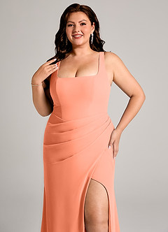 Azazie Mero Bridesmaid Dresses Sunset Sheath Pleated Chiffon Dress image14