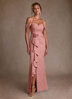 Azazie Irene vestidos de madre de la novia Vestido de Rosetón de Devorado Floral de Corte en A con Vestidos sin tirantes image3