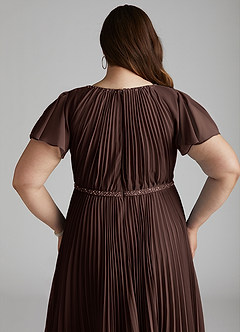 Azazie Kara Bescheidene Brautjungfernkleider A-Linie Plissee Chiffon Bodenlänge Kleid image14