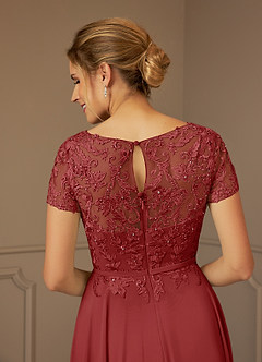 Azazie Adina Mother of the Bride Dresses Rust A-Line Boatneck Sequins Chiffon Dress image5
