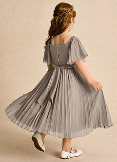 Azazie Gisele Abiti da Ragazza di Fiori Abito A-Line in Chiffon Plissettato Taupe image3