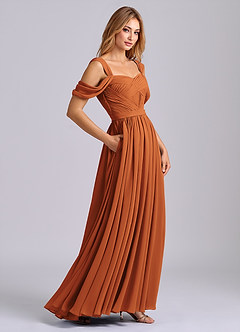 Azazie Koa Final Sale Cinnamon A-Line Off the Shoulder Chiffon Dress image6