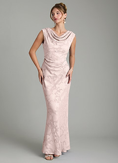 Azazie Kieryn Bridesmaid Dresses Blushing Pink Mermaid Pleated Floral Burnout Dress image5