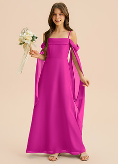 Azazie Moana Junior Linia A Pofałdowany Szyfon Długość podłogi Młodsza druhna Sukienka image4