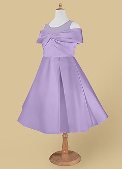 Azazie Shirin Flower Girl Dresses Lilac A-Line Off the Shoulder Matte Satin Dress image7