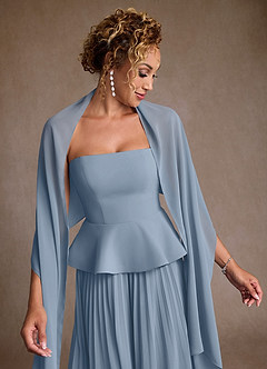 Azazie Josabeth Final Sale Dusty Blue A-Line Pleated Chiffon Dress image7