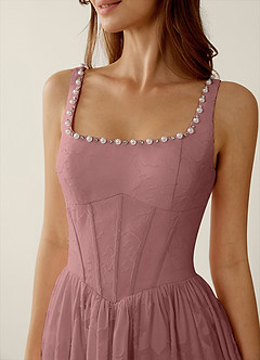 Megan Dusty Pink Lace A-line Prom Dress image6