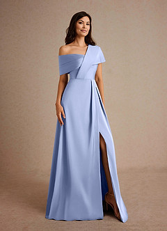 Azazie Milton Mother of the Bride Dresses Ice A-Line Pleated Stretch Satin Dress image8