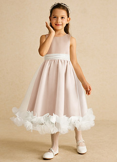 Azazie Stardust Flower Girl Dresses English Rose A-Line Sleeveless Organza Dress image5