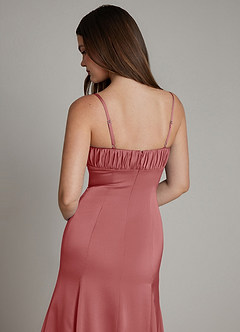 Azazie Avira Final Sale Burgundy Mermaid Stretch Satin Dress image4