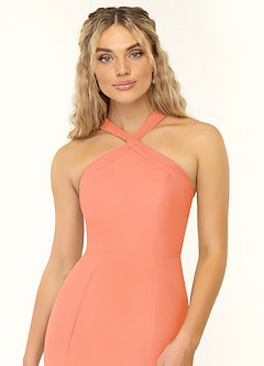 Azazie Rue Brautjungfernkleider A-Linie Halter Chiffon Kleid Sonnenuntergang image6